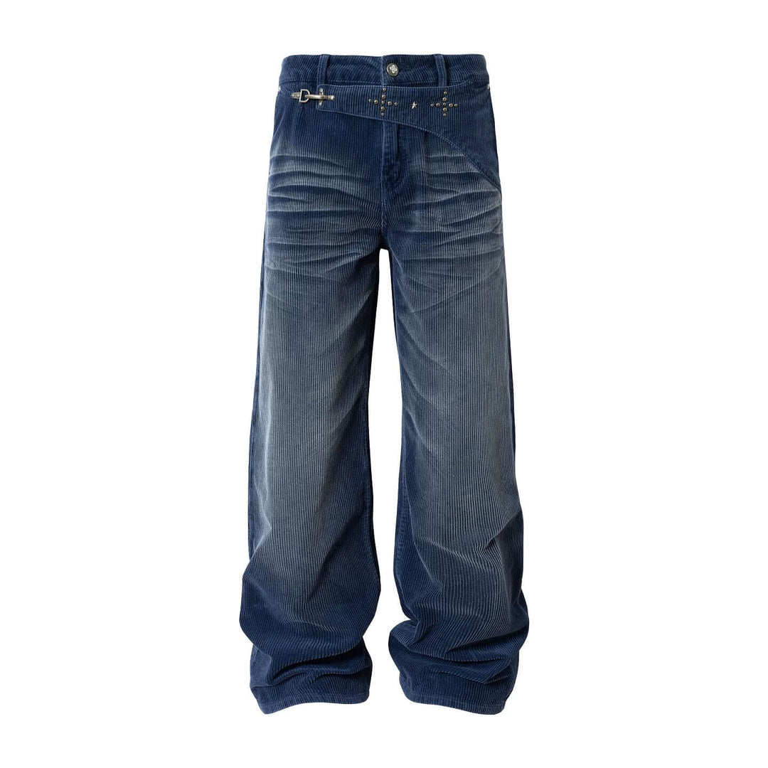 YADcrew Flip Buckle Whisker Washed Corduroy Pants | Face 3 Face