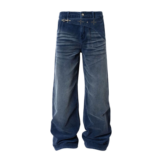 YADcrew Flip Buckle Whisker Washed Corduroy Pants | Face 3 Face