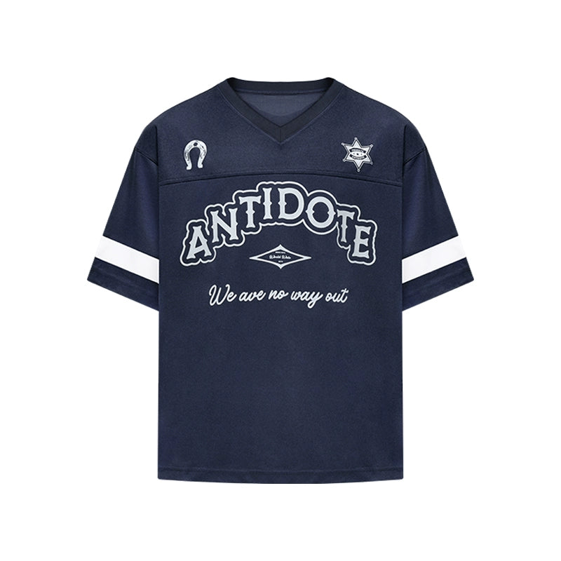 ANTIDOTE Mesh Patchwork V-Neck Jersey Tee | Face 3 Face