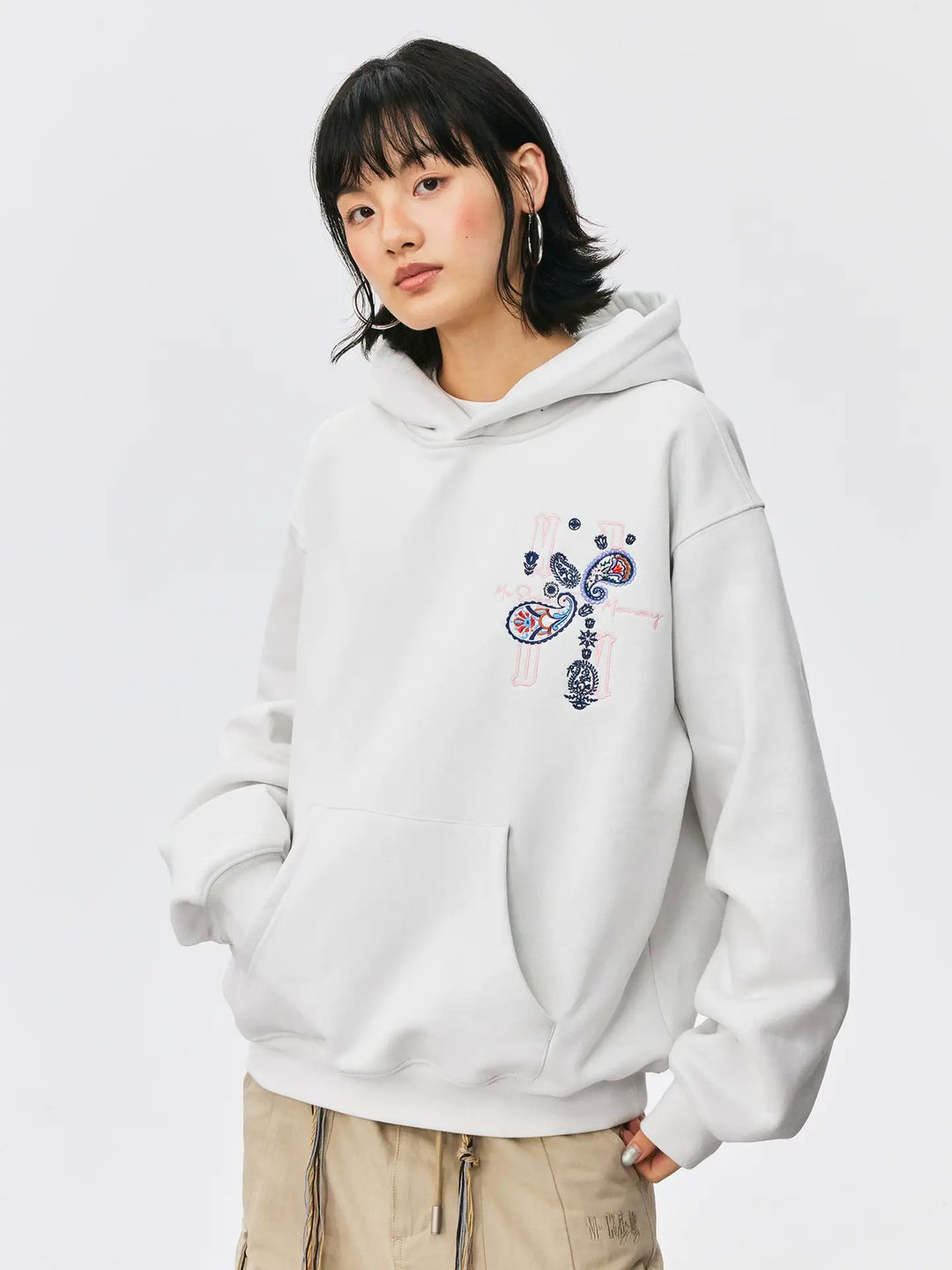 MEDM Ethnic Paisley Flower Embroidered Hoodie | Face 3 Face