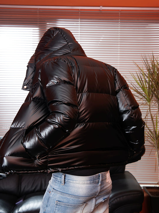 TGFCLUB Removable Hood Glossy Slim Down Jacket | Face 3 Face