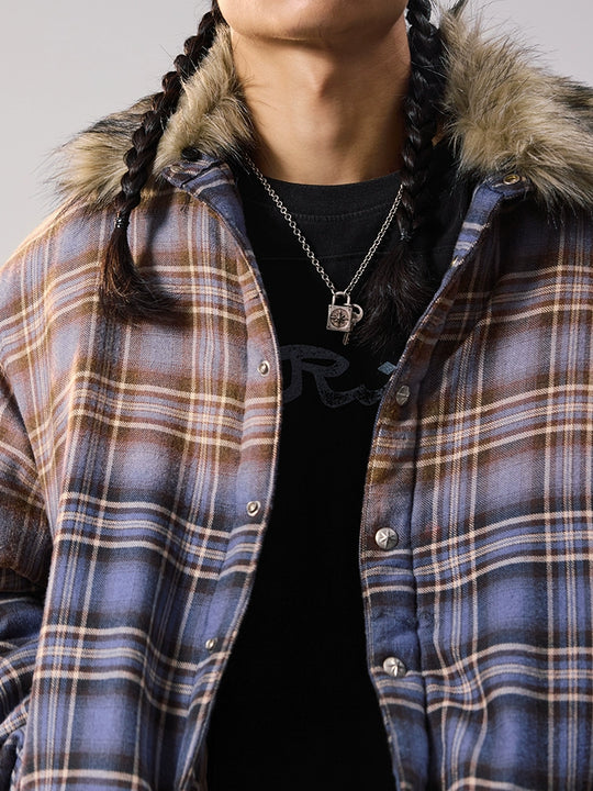 Remedy Gradient Plaid Quilted Lined Shirt Jacket | Face 3 Face