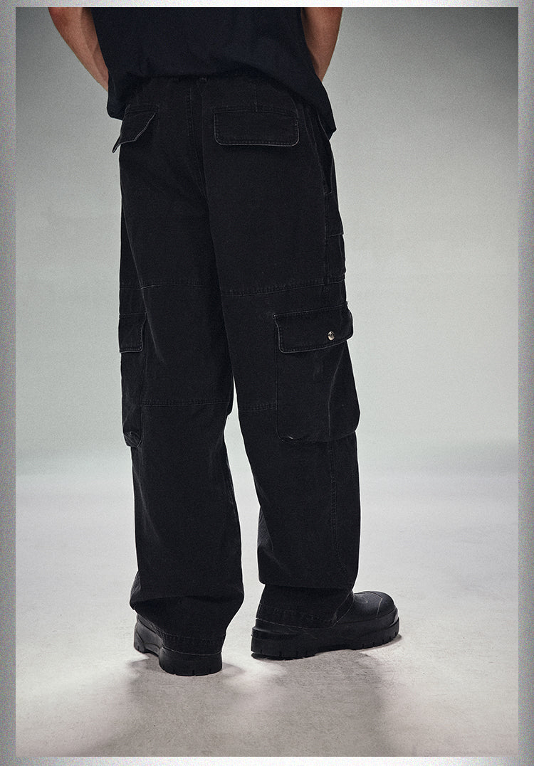 DICETINY Double Pleated Washed Baggy Cargo Pants | Face 3 Face