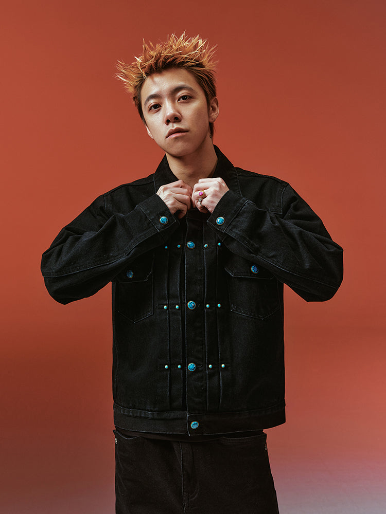 YADcrew Turquoise Pleated Type II Denim Jacket | Face 3 Face