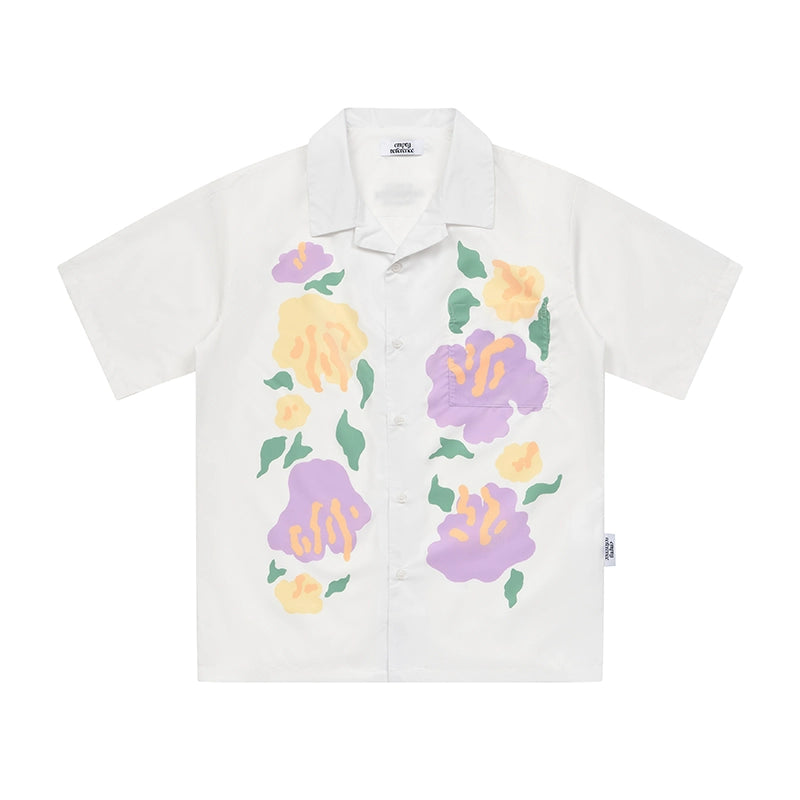EMPTY REFERENCE Hand Painted Floral Print Short Sleeve Shirt | Face 3 Face