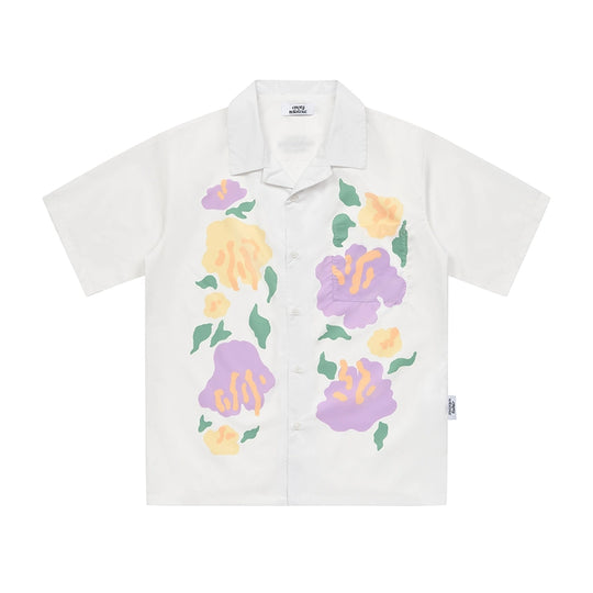 EMPTY REFERENCE Hand Painted Floral Print Short Sleeve Shirt | Face 3 Face