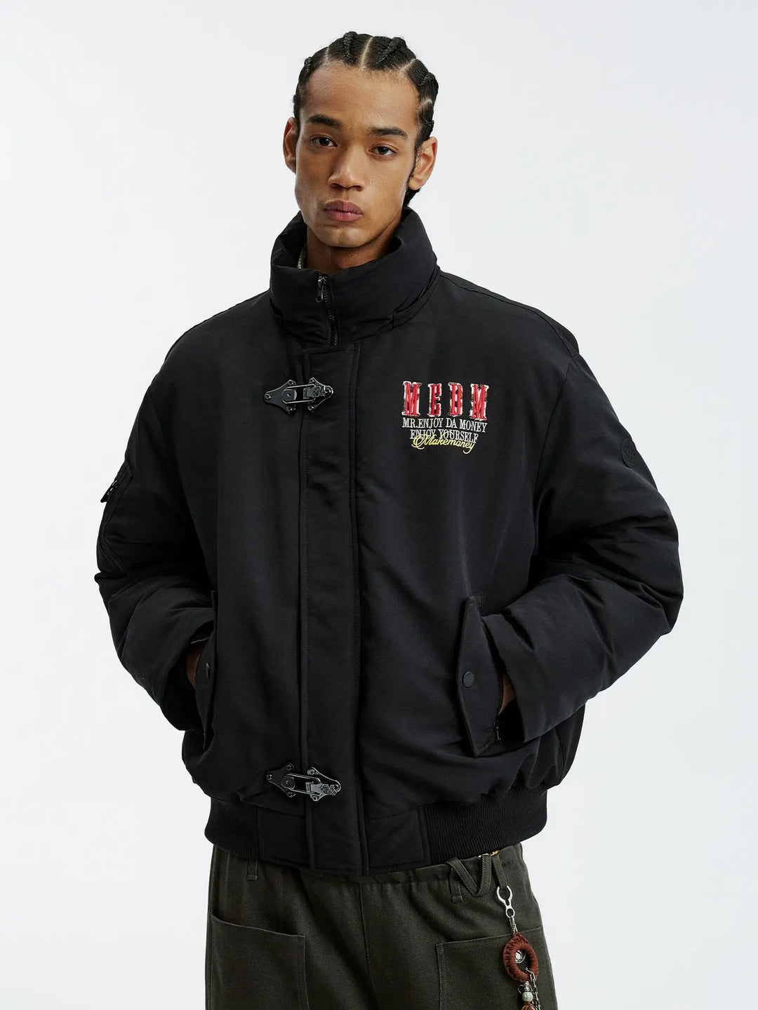 MEDM Detachable Fur Metal Snaps Down Jacket | Face 3 Face