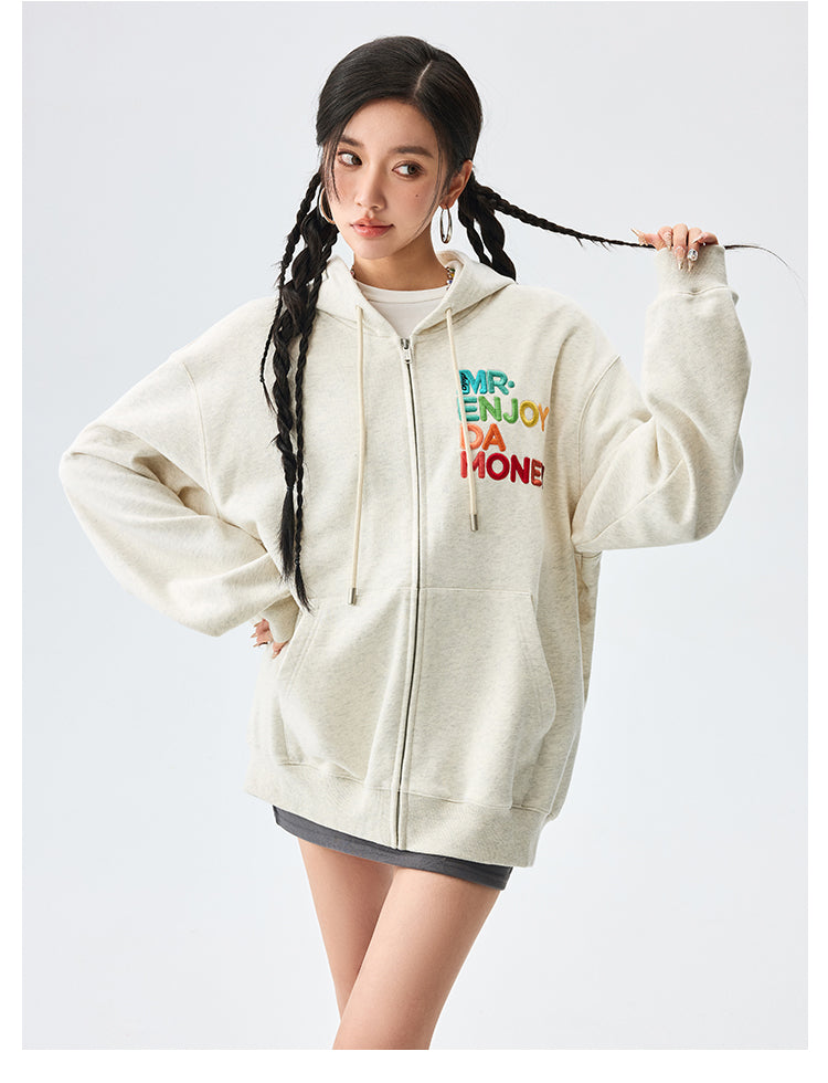 MEDM Rainbow Letter Zip Up Hoodie | Face 3 Face