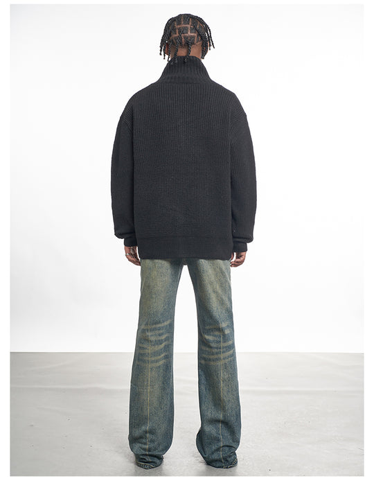 F3F Select High Neck Collar Button Knit Cardigan | Face 3 Face