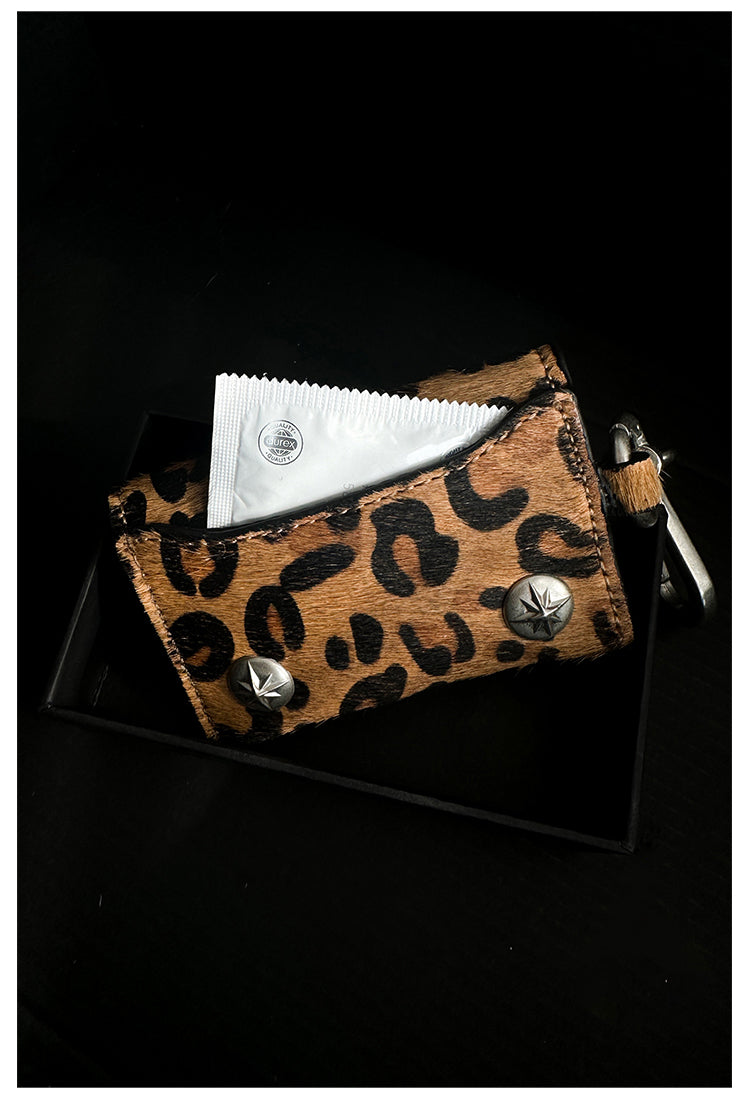 Remedy Metal Studded Keychain Coin Card Leather Wallet | Face 3 Face