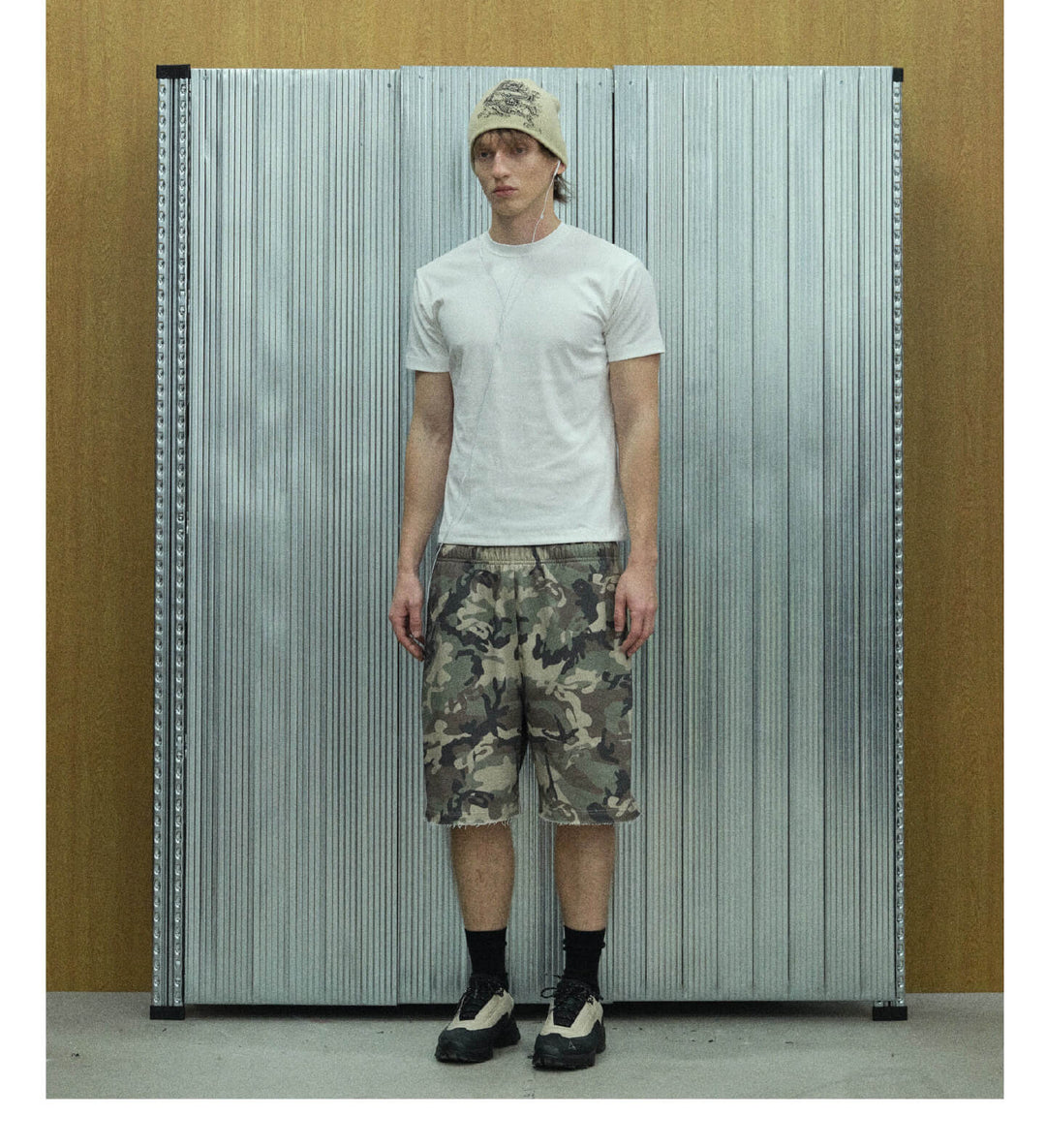 S45 Camouflage Cutoff Sweat Shorts | Face 3 Face