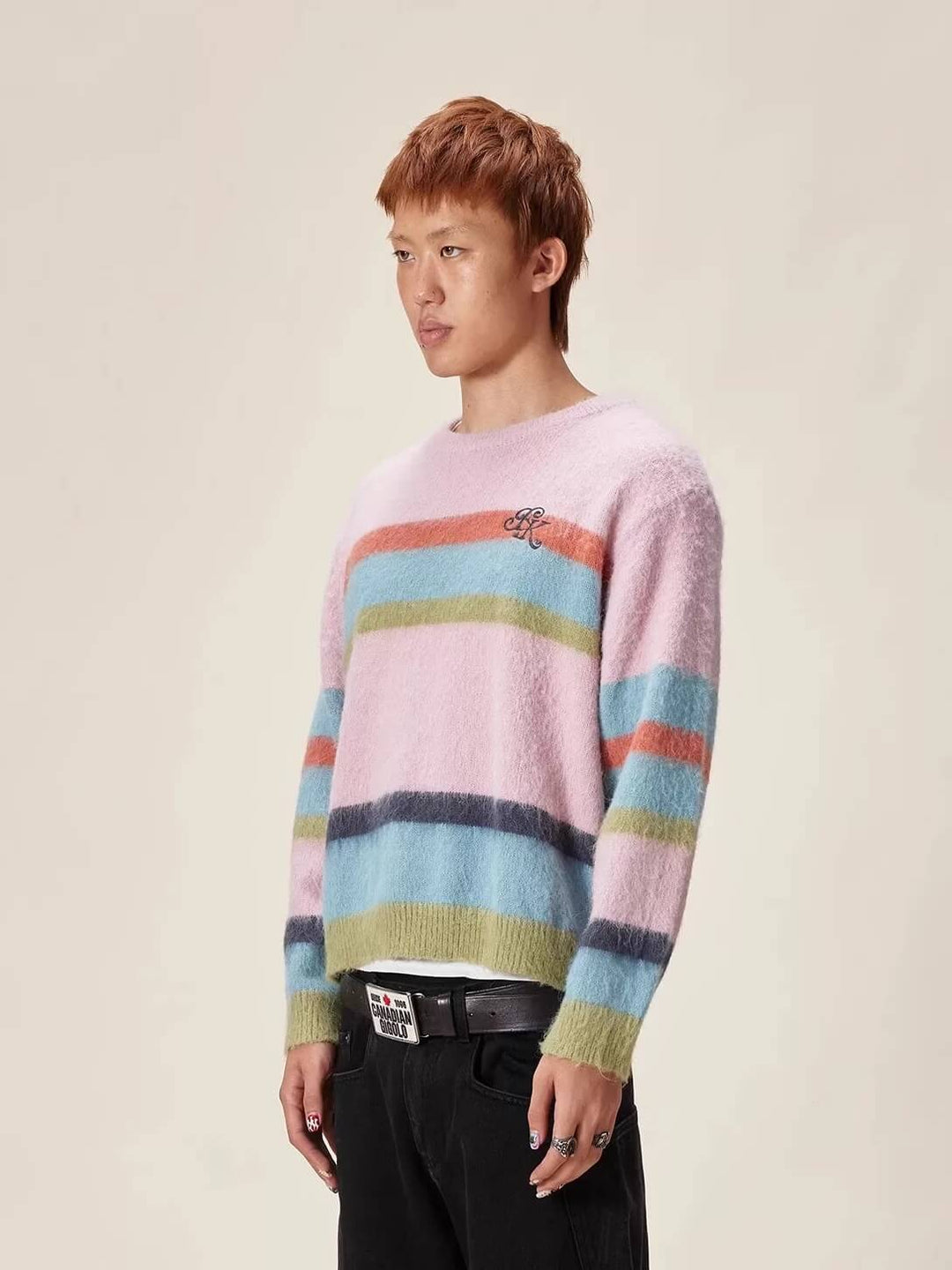 EVILKNIGHT(EK) Rainbow Striped Knit Sweater | Face 3 Face