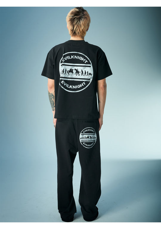 EVILKNIGHT(EK) Two-Tone Printed Baggy Sweatpants | Face 3 Face