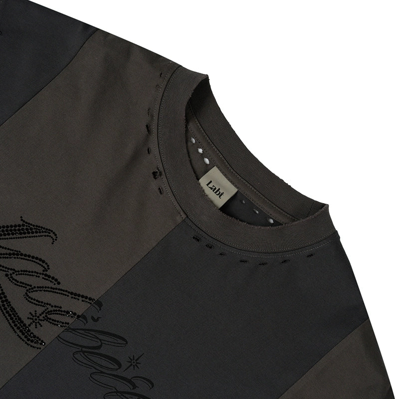 Labt Rhinestone Distressed Reconstructed Stripe Tee | Face 3 Face