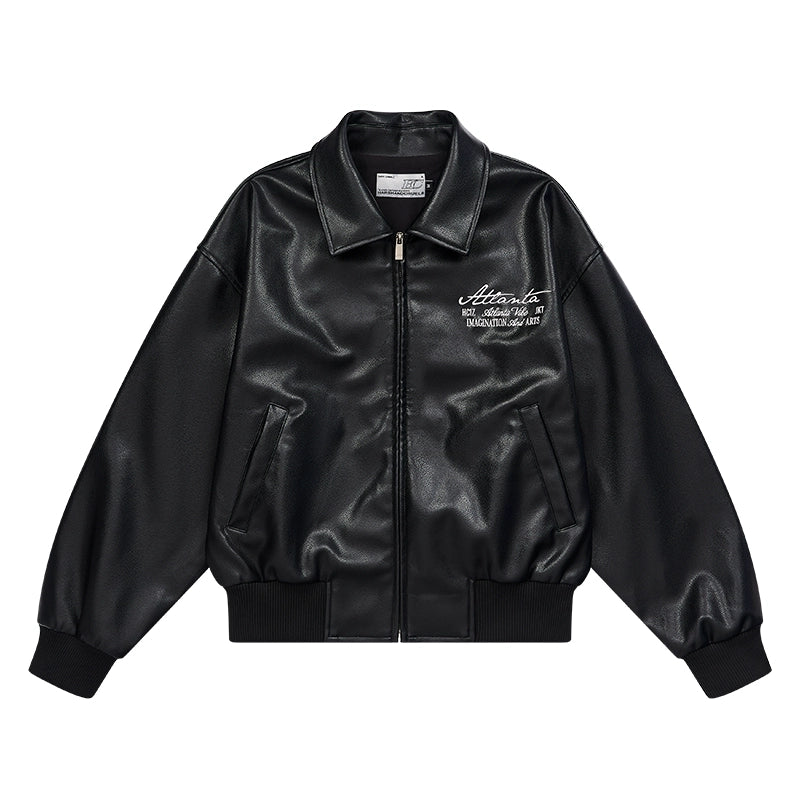 Harsh and Cruel Retro Pearl Embroidered Leather Jacket | Face 3 Face