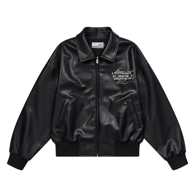 Harsh and Cruel Retro Pearl Embroidered Leather Jacket | Face 3 Face