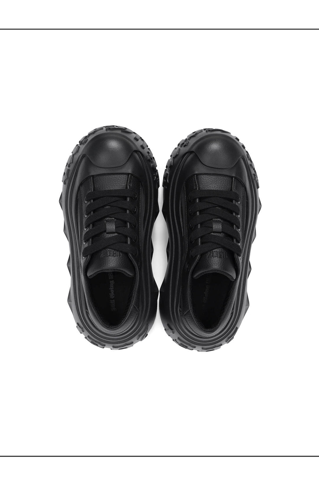 1807 INF-008 Gothic Lace Up PU Leather Chunky Sneakers