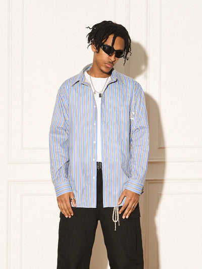 EMPTY REFERENCE Structured Stripe Long Sleeve Shirt