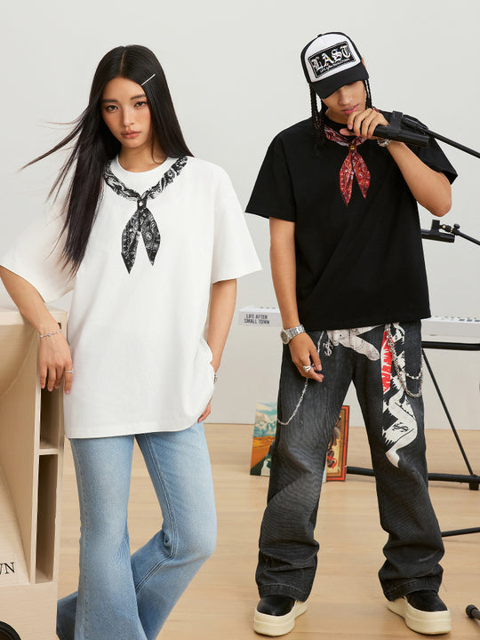 Small Town Kid Paisley Neck Scarf Print Tee | Face 3 Face