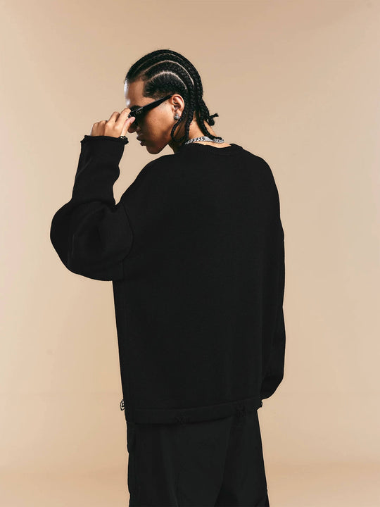 1807 3D Logo Embroidered Distressed Knit Sweater | Face 3 Face