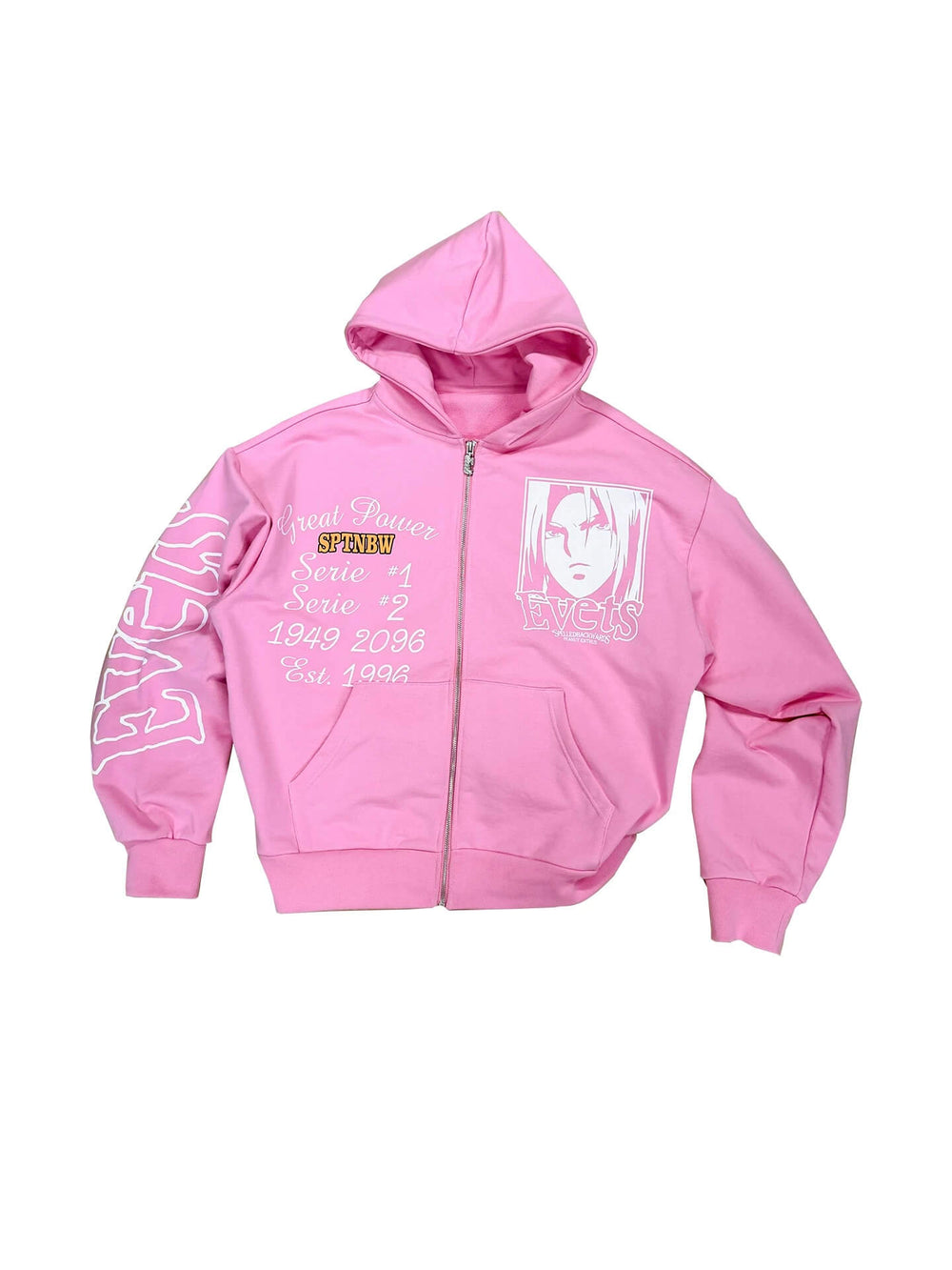 EVETS Anime Graphic Print Zip Up Hoodie