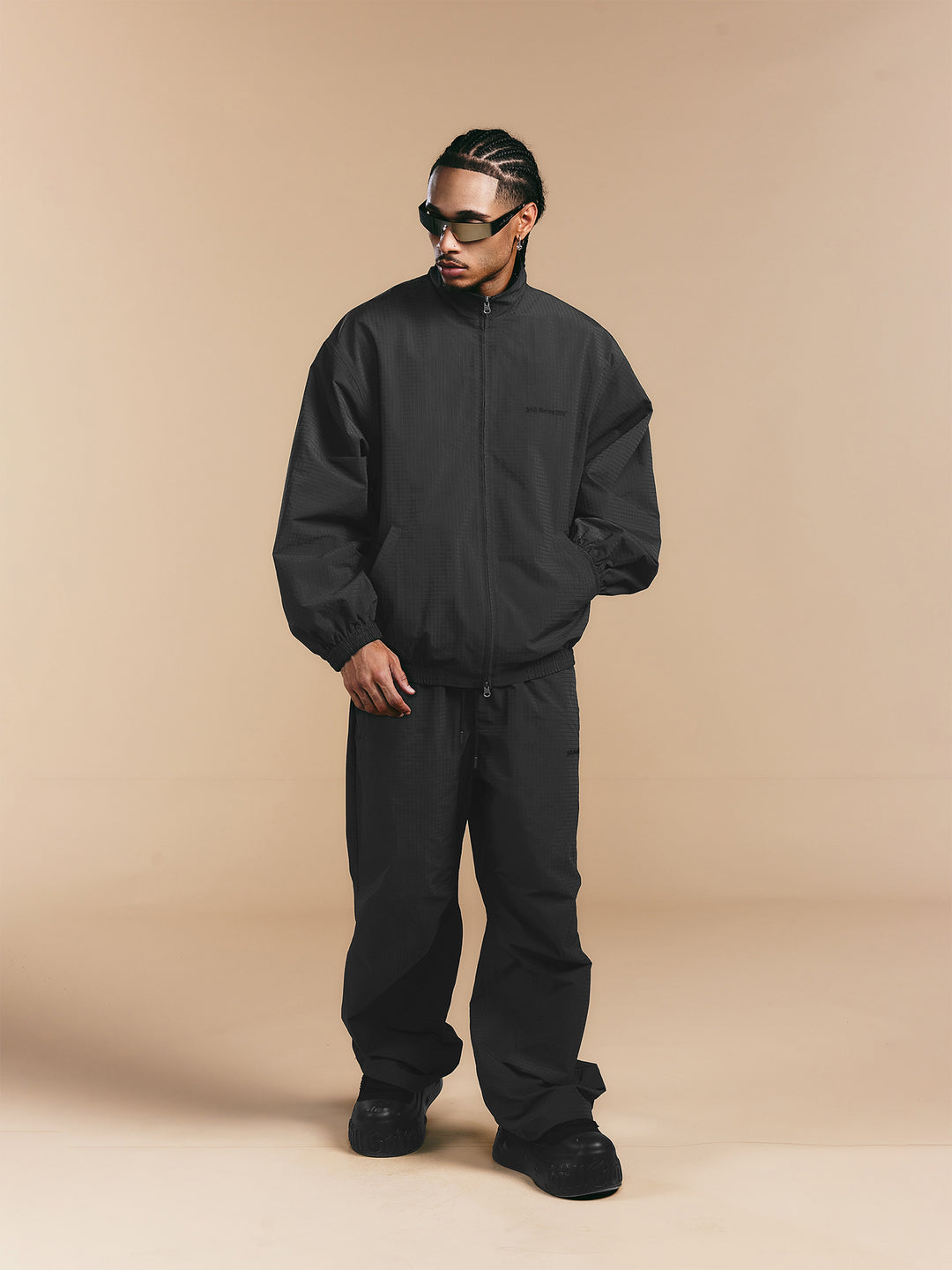 1807 Textured Plaid Fabric Track Pants | Face 3 Face