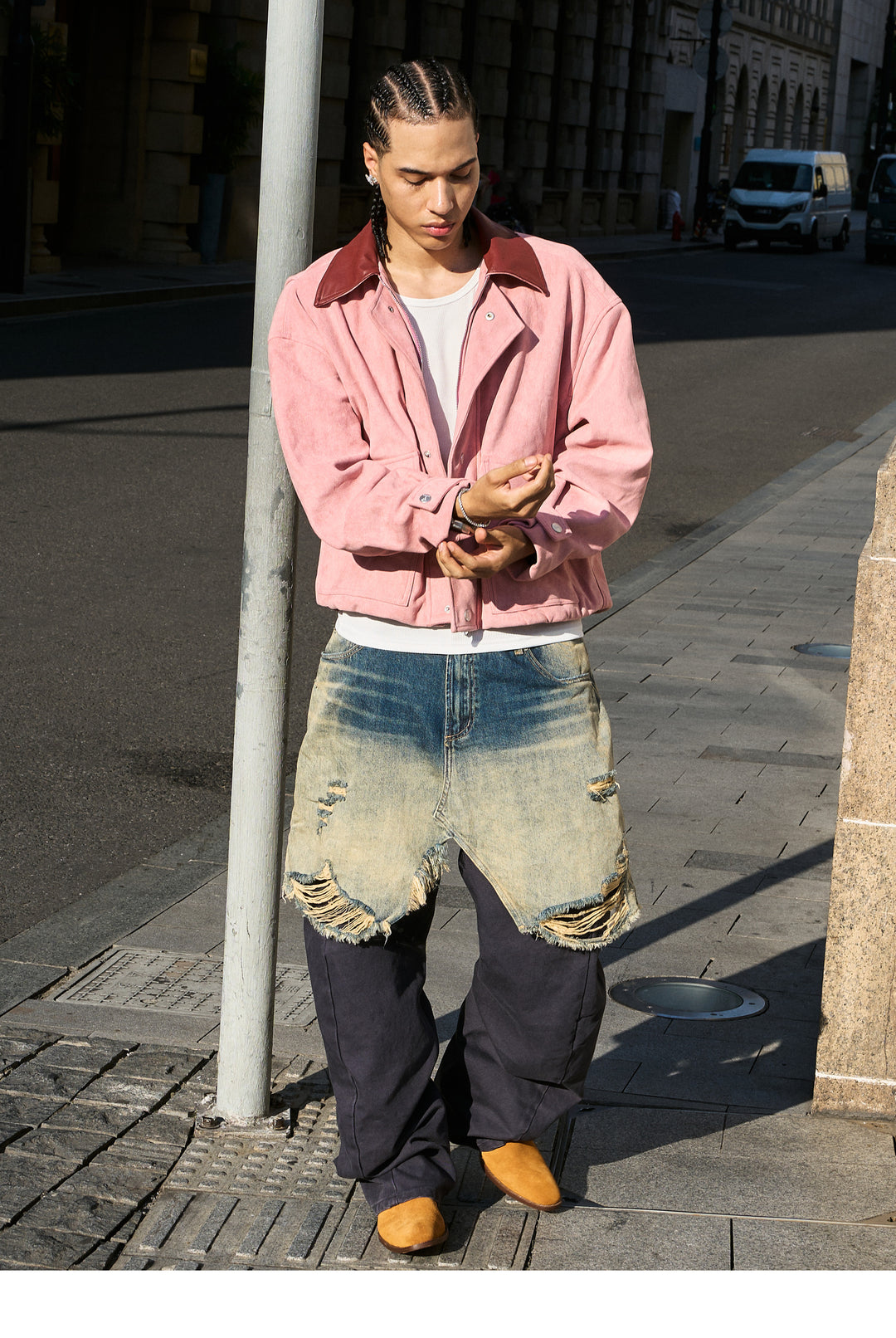 STEEPC Layered Design Washed Distressed Baggy Jeans | Face 3 Face