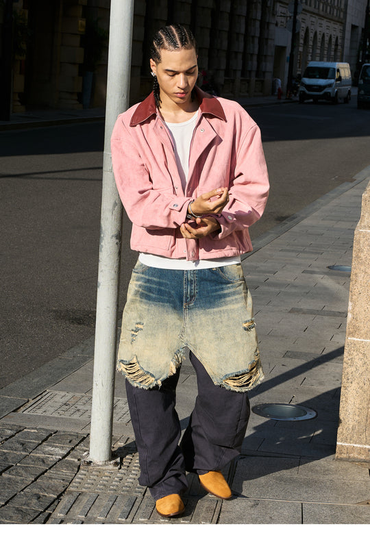 STEEPC Layered Design Washed Distressed Baggy Jeans | Face 3 Face