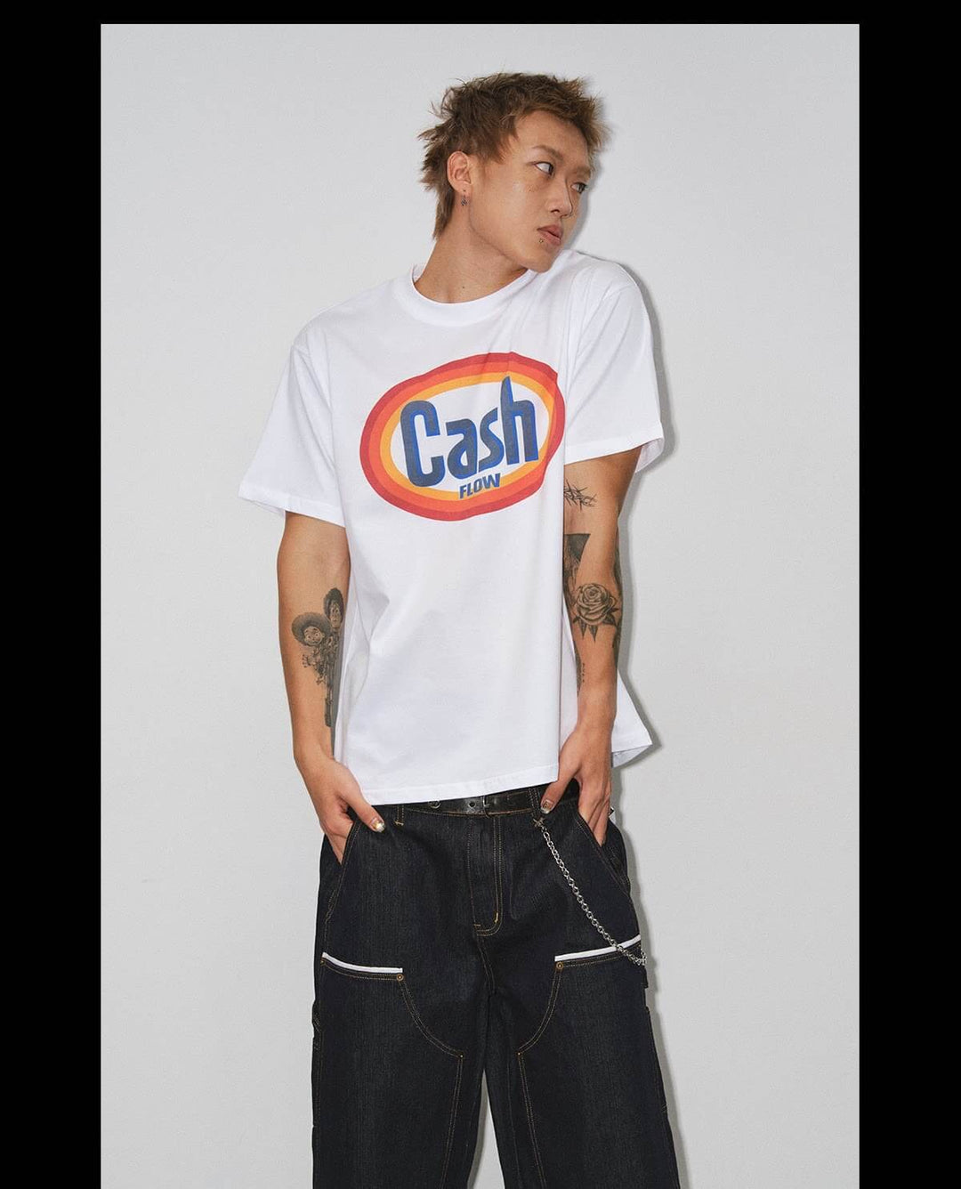 NOVACAM Cash Flow Letter Print Short Sleeve Tee | Face 3 Face