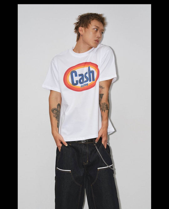 NOVACAM Cash Flow Letter Print Short Sleeve Tee | Face 3 Face