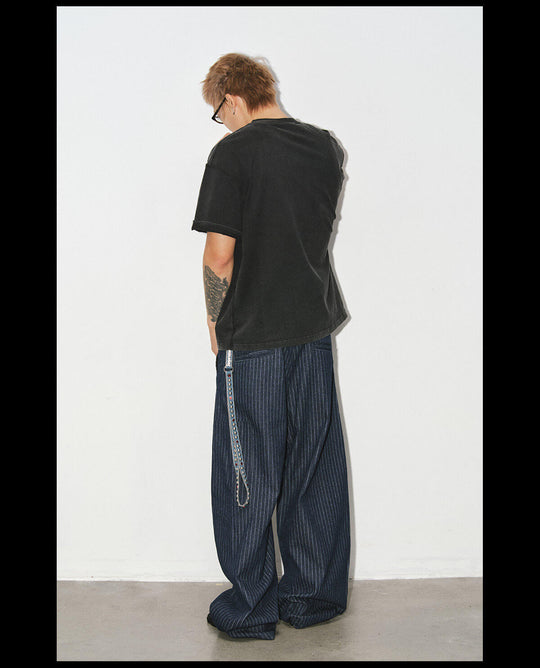 NOVACAM Striped Curved Baggy Jeans | Face 3 Face