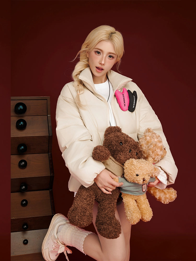 Achock PU Leather Velcro Down Jacket | Face 3 Face