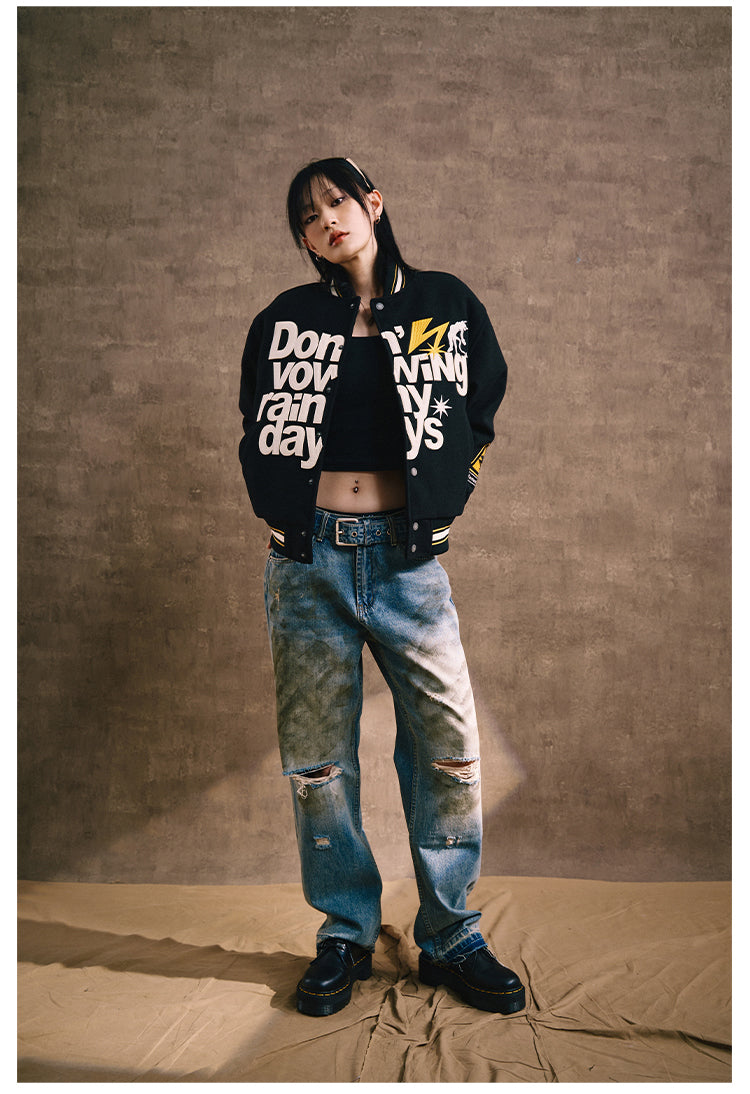 Remedy Lightning Embroidered Varsity Jacket | Face 3 Face