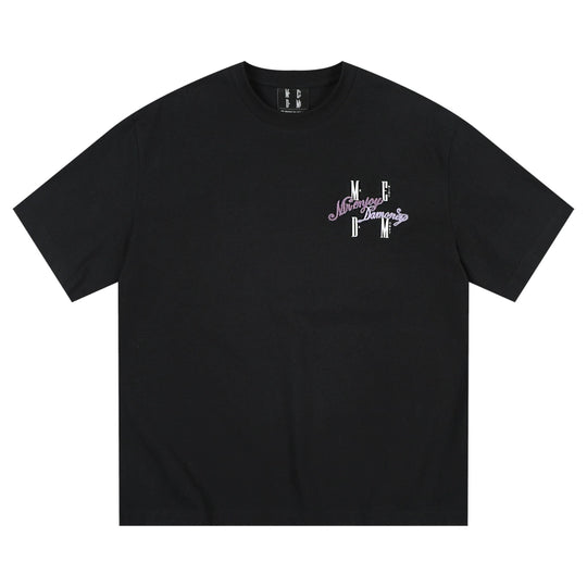 MEDM Fuzzy Embroidered Print Logo Tee | Face 3 Face
