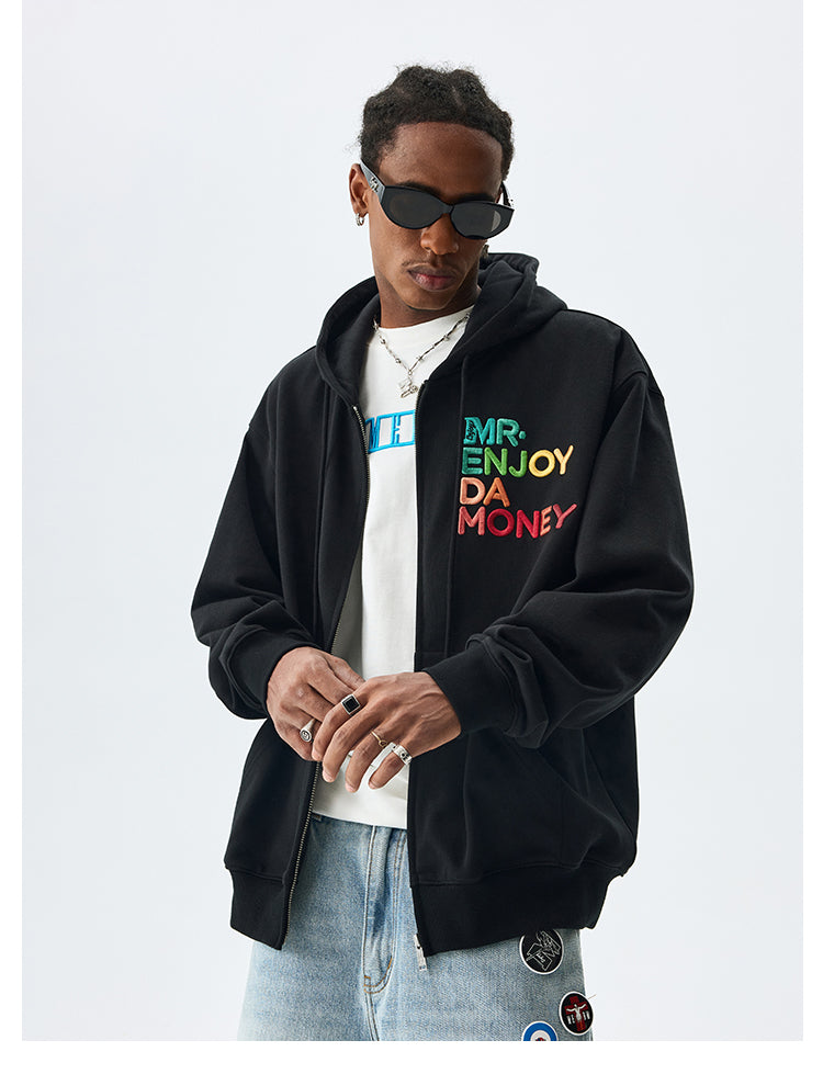 MEDM Rainbow Letter Zip Up Hoodie | Face 3 Face