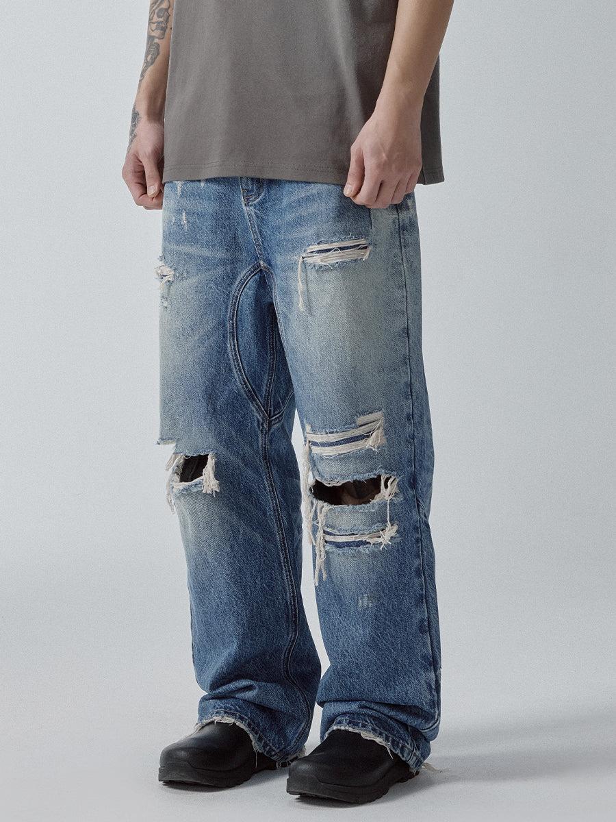 F2CE Washed Distressed Hole Jeans | Face 3 Face