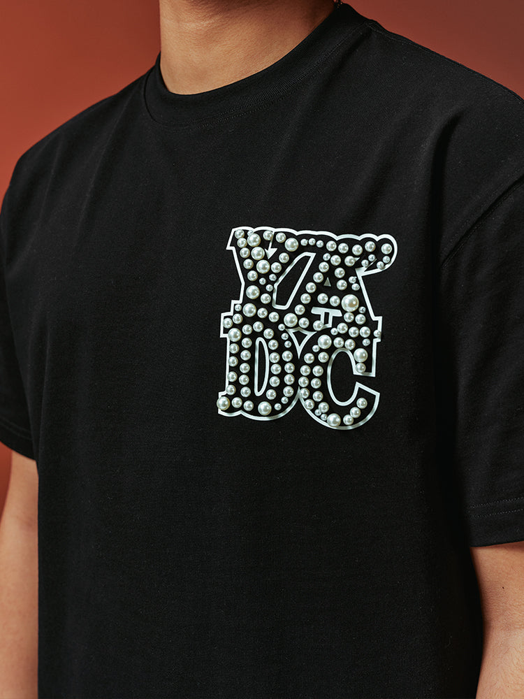 YADcrew Printed Pearl Logo Basic Tee | Face 3 Face