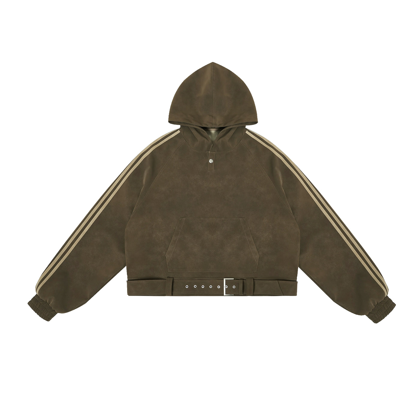 JHYQ Belt PU Leather Hooded Pullover Jacket | Face 3 Face