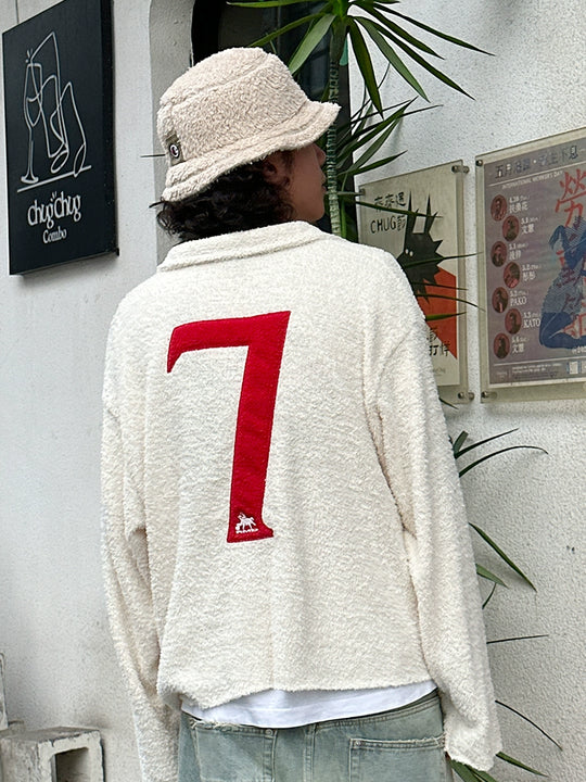 Remedy Number Patch Embroidered Polo Knit Sweater | Face 3 Face