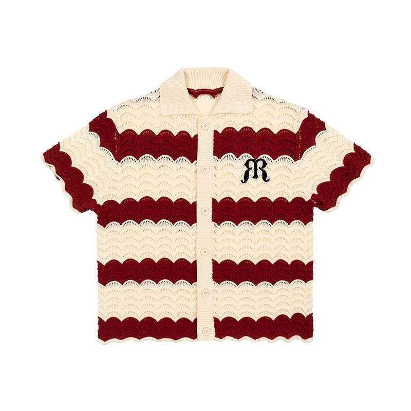 EMPTY REFERENCE Wave Colorblock Knit Short Sleeve Shirt | Face 3 Face