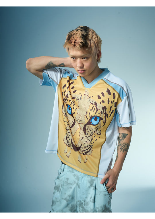EVILKNIGHT(EK) Leopard Print V-neck Soccer Jersey | Face 3 Face