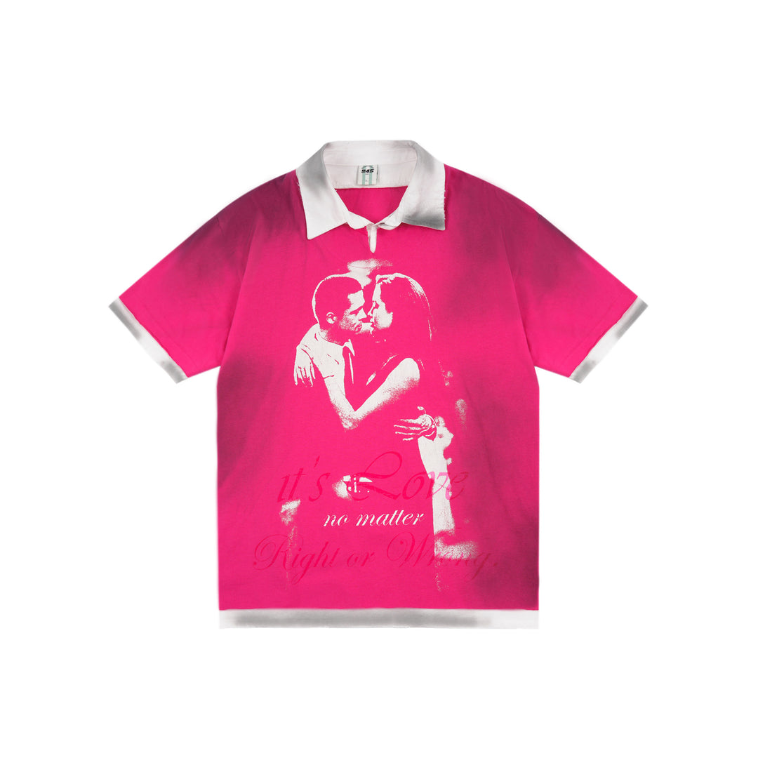 S45 Portrait Fake Two-Piece Dirty Water Washing Polo | Face 3 Face