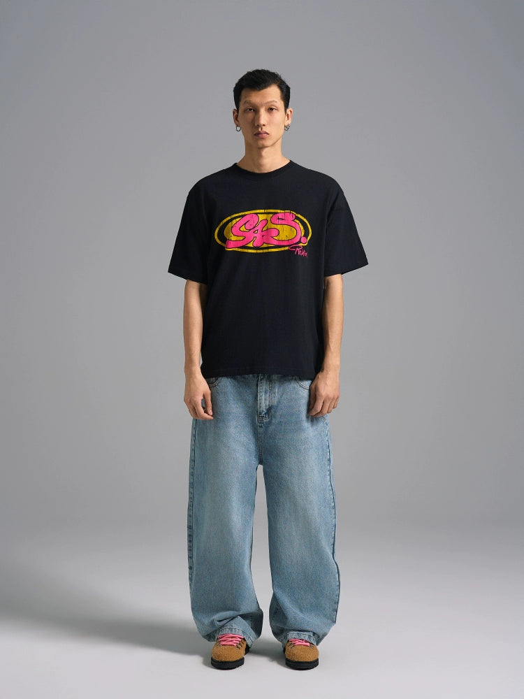 S45 Vintage Sticker Contrast Logo Print Tee | Face 3 Face