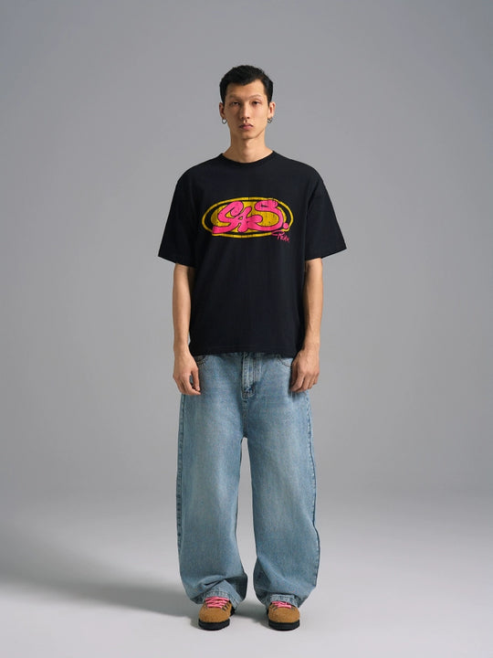 S45 Vintage Sticker Contrast Logo Print Tee | Face 3 Face