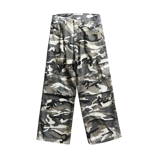 Remedy Distressed Camouflage Work Cargo Pants | Face 3 Face