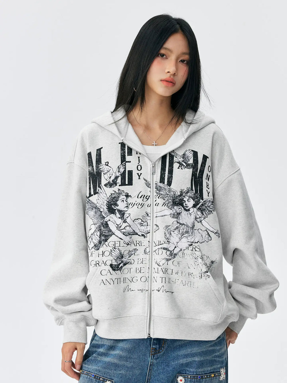 MEDM Angel Patch Zip Up Hoodie | Face 3 Face