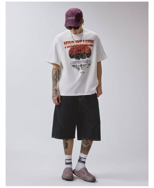F2CE Cyber Brain Graphic Print Short Sleeve Tee | Face 3 Face