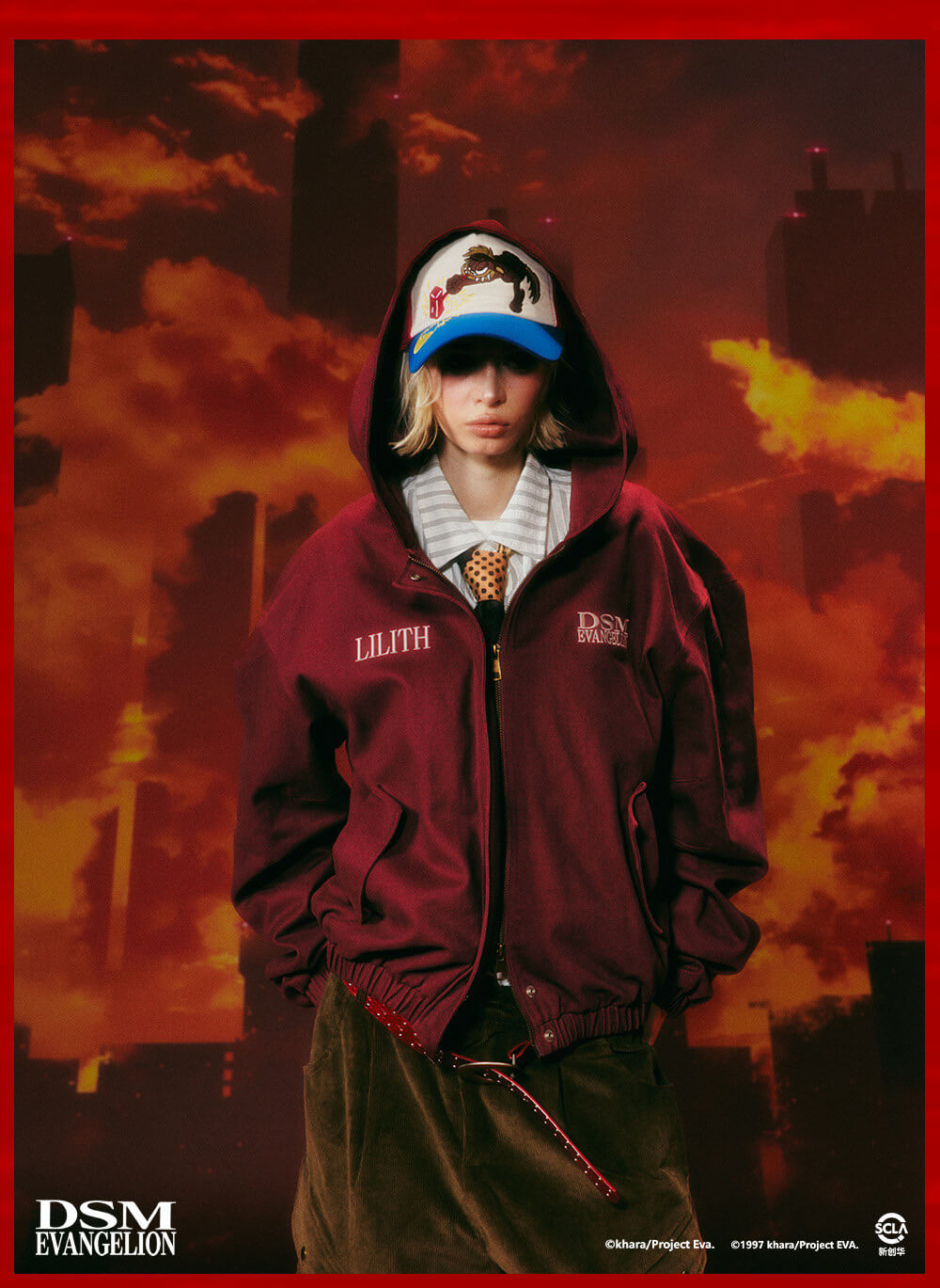 DSM x EVA Second Angel Lilith Washed Zip Up Hooded Jacket | Face 3 Face