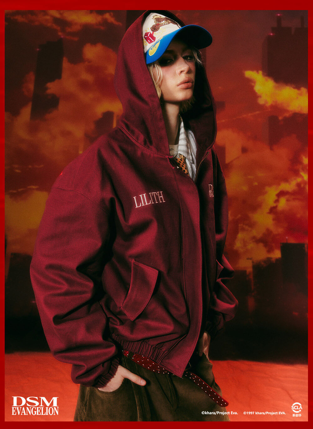 DSM x EVA Second Angel Lilith Washed Zip Up Hooded Jacket | Face 3 Face