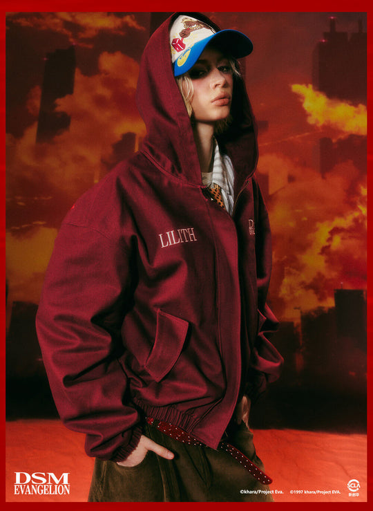 DSM x EVA Second Angel Lilith Washed Zip Up Hooded Jacket | Face 3 Face